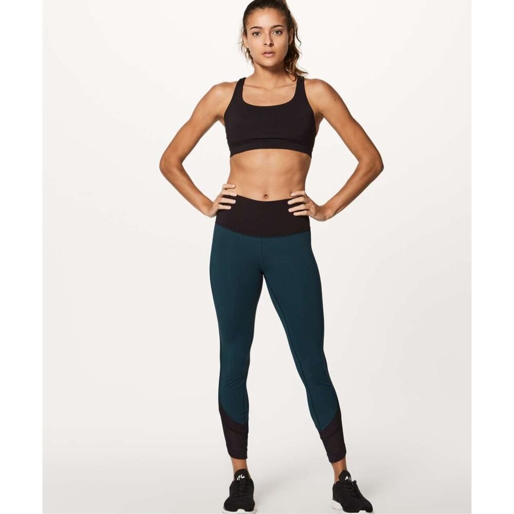 Lululemon womens Ready Set Go 7/8 Tight 25" Submarine / Black Leggings Size 4